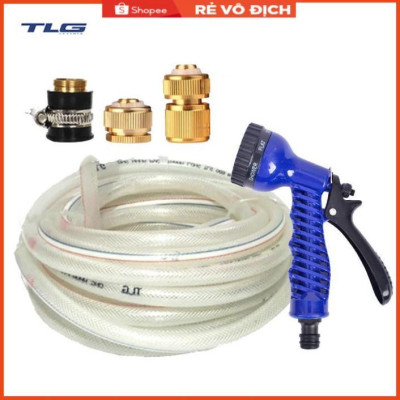 Bộ dây tăng áp 3 lần vòi xịt nước rửa xe, tưới cây loại 3-5m(cút đồng-nối đồng) 206843