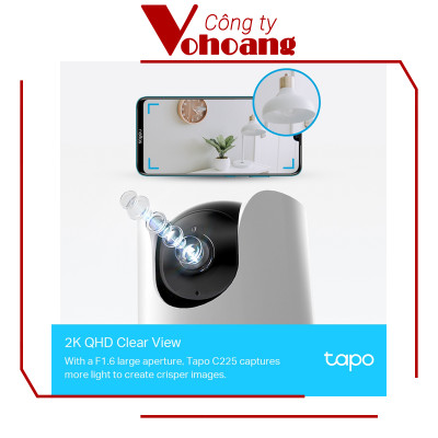 Camera WiFi AI TP-Link Tapo C225 An Ninh Gia Đình Quay/Quét - Hàng Chính Hãng