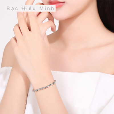 Lắc Tay Nữ Bạc Hiểu Minh LTU474 bi tròn