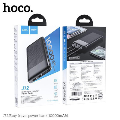 Pin Sạc Dự Phòng Hoco J72 10000mAh - 2 Cổng Ra 2A, Đèn Led Hiển Thị Năng Lượng, Công Tắc Tiện Lợi - Hàng Chính Hãng