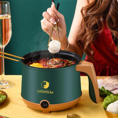 Nồi điện mini 2 tầng LISHIDAI cho 1-2 người ăn - Chiên, xào, luộc, nấu cơm tặng kèm khay hấp inox (LIS03)