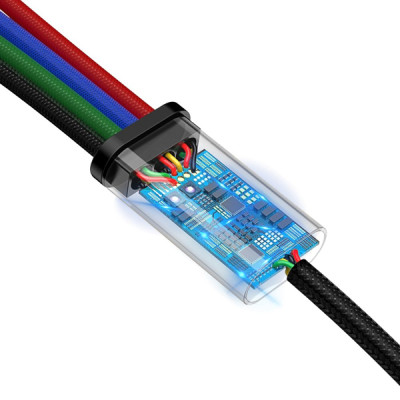 Cáp sạc 3.5A Baseus Rapid Series kết nối 2 Type-C/ Micro/ iPhone tiện lợi dài 1.2M - Hàng chính hãng