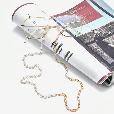 Chain glasses dây đeo kính hạt châu và chuỗi titan hợp kim bất đối xứng unisex nam nữ thời trang khác biệt