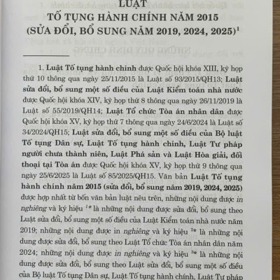 Luật Tố tụng hành chính năm 2015 (sửa đổi, bổ sung năm 2019, 2024, 2025)
