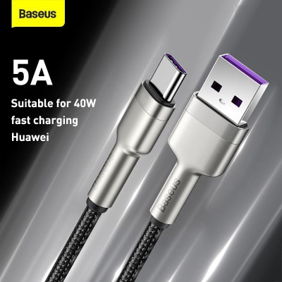 Cáp sạc nhanh siêu bền Baseus Cafule Metal Data Cable USB to Type-C 40W 2m (Hàng nhập khẩu)