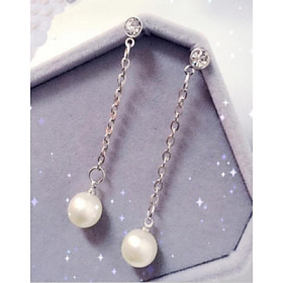 Khuyên tai dáng dài đính hạt trắng BT111
