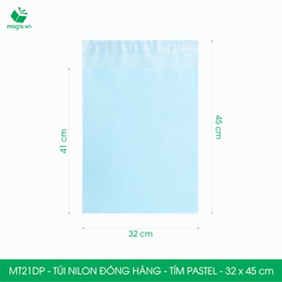 MT21DP - 32x45 cm  - Túi nilon gói hàng - 300 túi niêm phong đóng hàng màu xanh pastel