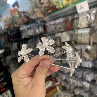 Bộ 5 trâm u đính hạt trai hợp kim cài tóc cô dâu Giangpkc 10/2021 -02