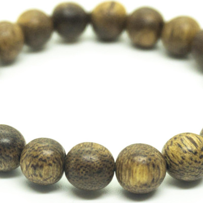 Vòng Tay Trầm Hương Hạt Tròn Đơn (Nam) Từ Trầm Tốc Lào Tự Nhiên