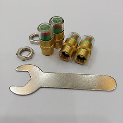 Nắp Van Lốp Ô Tô bằng Đồng kiểm tra cảnh báo Áp Suất Lốp có ốc hãm chống trộm