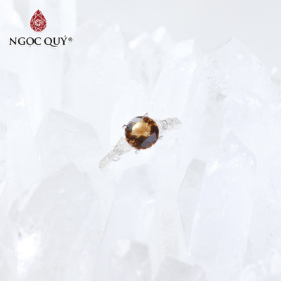  Nhẫn bạc nữ đá Citrine mệnh thổ, kim - Ngọc Quý Gemstones