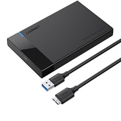 Ugreen 50956 Hộp đựng ổ cứng SATA 2.5 inch kèm dây cáp Mircro 3.0 to USB A màu Xám nhạt US221 Hàng chính hãng