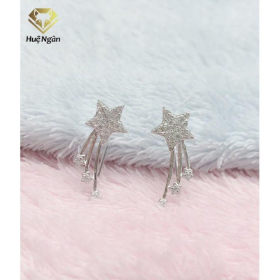 Bông tai bạc Ý 925 Huệ Ngân - Bông cài Ngôi sao may mắn E16016