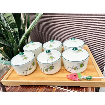 Bộ 6 hũ đựng mứt- gia vị. Gốm sứ Bát Tràng