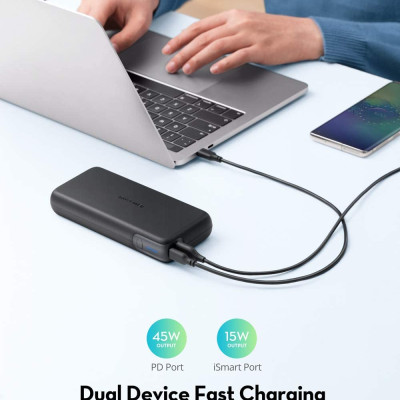 Pin Sạc Dự Phòng RAVPower 20000mAh Quick Charge 3.0 + PD 60W, In/Out Type-C, Sạc Được Macbook - RP-PB201 - Hàng Chính Hãng