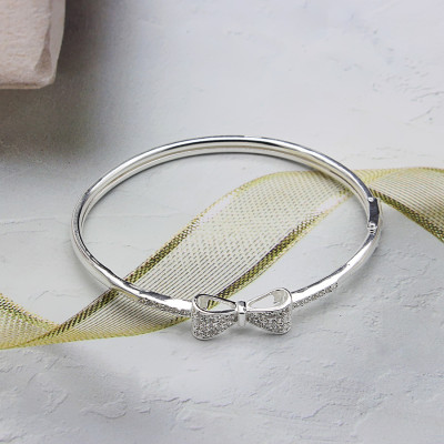 Lắc Tay Nữ Bạc Ta Nơ Xinh Đính Đá CZ Cao Cấp Bạc Hiểu Minh LTU535