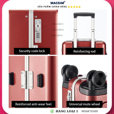 Vali cao cấp Macsim Aksen hàng loại 1 MSAK7034H cỡ 20 inch- màu đỏ