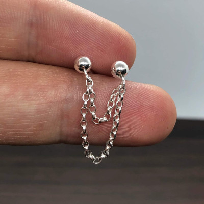 Bông tai lỗ đinh unisex phiên bản xích đôi hiện đại thời thượng
