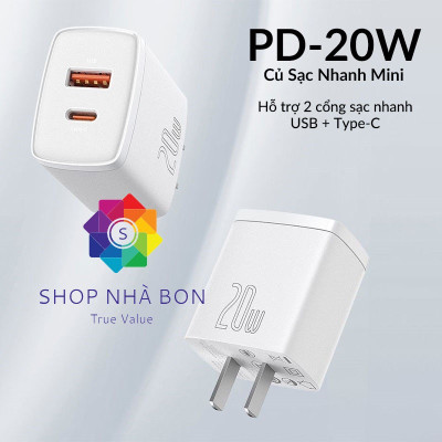 Cốc sạc nhanh Baseus Dual Quick Charger 20W - Hàng chính hãng