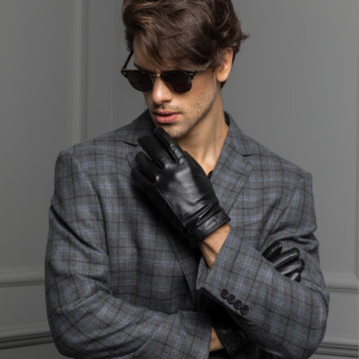 Găng tay nam da cừu BHY8617 Bao tay nam da thật, cản gió, chống ngấm nước, giữ ấm, thoải mái lái xe