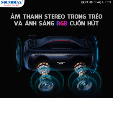 Loa bluetooth xách tay nhỏ gọn SoundMax SB-208/2.0 30W - Hàng Chính Hãng