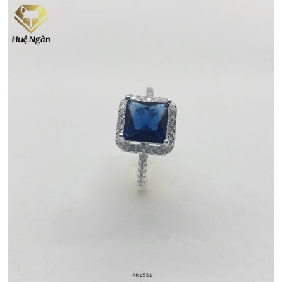 Nhẫn bạc nữ S925 Huệ Ngân - Mặt vuông cá tính RR1551