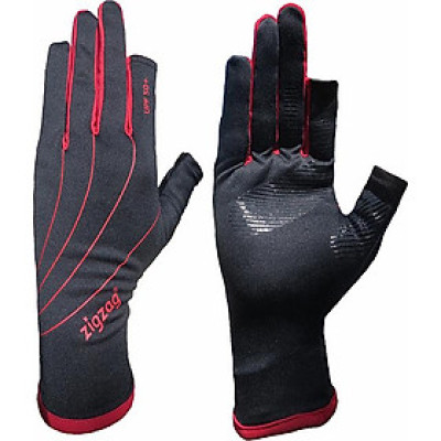 Găng tay hở ngón chống nắng UPF50+ đen đỏ Zigzag GLV00801