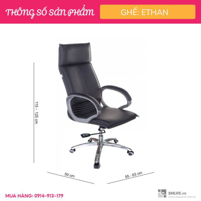 Ghế xoay văn phòng lưng cao bọc PU SMLIFE Ethans