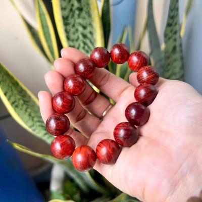 Vòng Gỗ Tử Đàn Ấn 16li - Vòng đeo tay Cao Cấp Tiểu Diệp Lá Nhỏ Kim Sa Nhiều Sao Phong Thủy