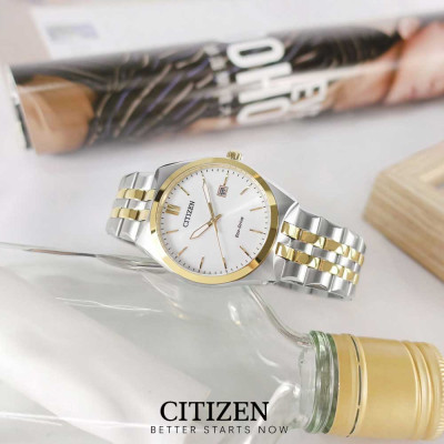 Đồng Hồ Nam Citizen Dây Kim Loại Máy Eco-Drive BM7334-58B - Mặt Trắng