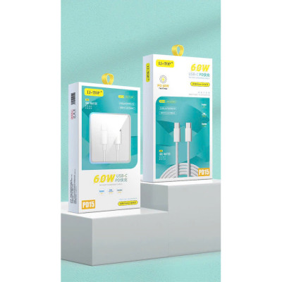 Dây sạc LI-TOP PD15 Công suất 60W bện dù chân Type C to Type C, được dùng thử 30 ngày, bảo hành hàng chính hãng 12 tháng