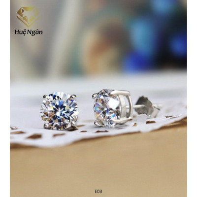 Bông tai bạc Ý 925 Huệ Ngân - Hoa đá 5 li RYE141097
