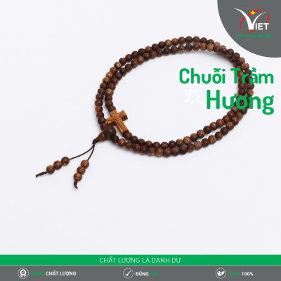 Chuỗi Trầm Hương Thiên Nhiên Mùi Thơm Mạnh - Màu Đậm