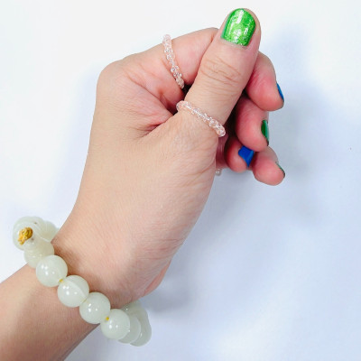 PHỤ KIỆN NỮ HANDMADE MÀU HỒNG MÃ 05 DẠNG TRÒN TRONG SUỐT LẤP LÁNH