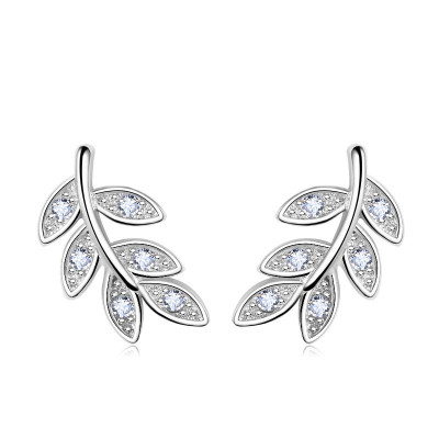 Hoa Tai Nhành Lá XinhBạc Hiểu Minh HT286