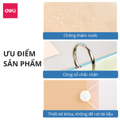 File Còng Sắt Kèm 4 Lá Học Sinh A4 Deli - 4 Còng Đựng File Tài Liệu Lưu Trữ Hồ Sơ Chứng Từ Văn Phòng Cao Cấp - PE110