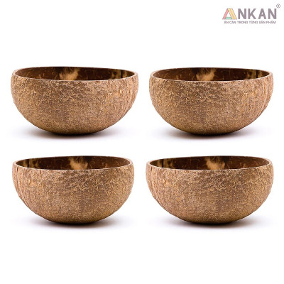 Bát Gáo Dừa Mộc Tự Nhiên ANKAN – Dùng Ăn Salad, Trái Cây, Ngũ Cốc – Chén Dừa Thủ Công Việt Nam