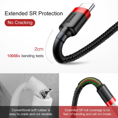 Cáp sạc nhanh, truyền dữ liệu tốc độ cao Baseus Cafule Type C -Hàng Chính Hãng