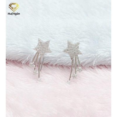 Bông tai bạc Ý 925 Huệ Ngân - Bông cài Ngôi sao may mắn E16016