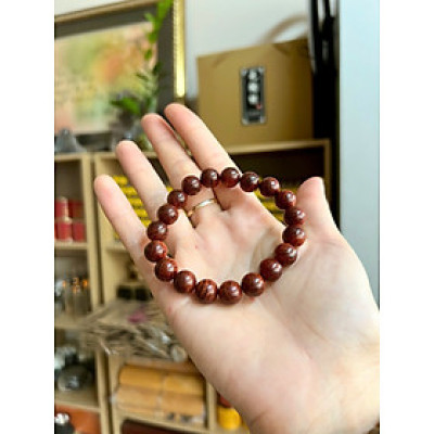 Vòng Gỗ Tử Đàn Ấn 10li - Vòng đeo tay Cao Cấp Tiểu Diệp Lá Nhỏ Kim Sa Nhiều Sao Phong Thủy