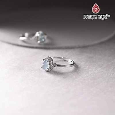 Nhẫn bạc hồ lô lam băng type A 5x7mm mệnh hỏa, mộc - Ngọc Quý Gemstones