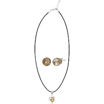 Bộ Bông Tai Và Mặt Dây Chuyền Thạch Anh Tóc Vàng Ngọc Quý Gemstones BT6