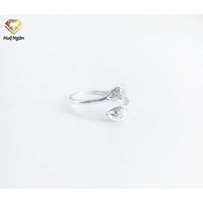 Nhẫn bạc Ý 925 Huệ Ngân -Chiếc lá đính đá YYJZ049
