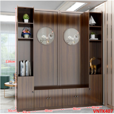 Vách ngăn phòng khách, vách ngăn tủ kệ bằng gỗ VNTK407- Nội thất lắp ráp Viendong Adv
