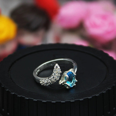 Nhẫn Nữ Bạc - Hồ Ly Xinh Đá Xanh - Bảo Hành Vĩnh Viễn ( Hàng Chính Hãng ) Bạc Hiểu Minh NU430