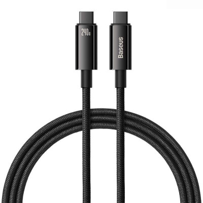 Cáp sạc nhanh Baseus Tungsten Gold Fast Charging Data Cable Type-C to Type-C CAWJ PD 240W- Hàng chính hãng