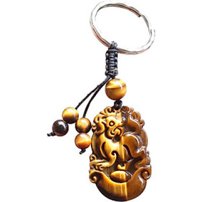 Móc Khóa 12 Con Giáp Đá Mắt Hổ Tuổi Tuất Ngọc Quý Gemstones MK8