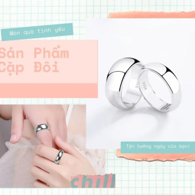 Nhẫn Đôi Bạc Nhẫn Cặp Bạc Trơn Loại To Đơn Giản - BẠC HIỂU MINH NC608