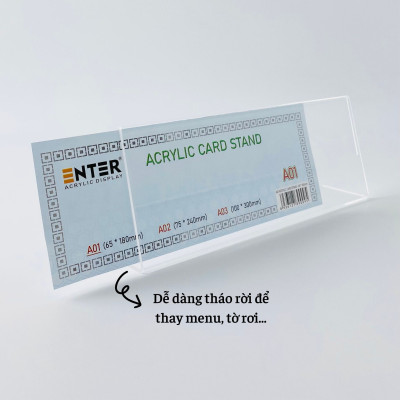 Biển chức danh, Bảng tên để bàn, Kệ mica chức vụ 1 mặt Enter A01 180x65mm (20)
