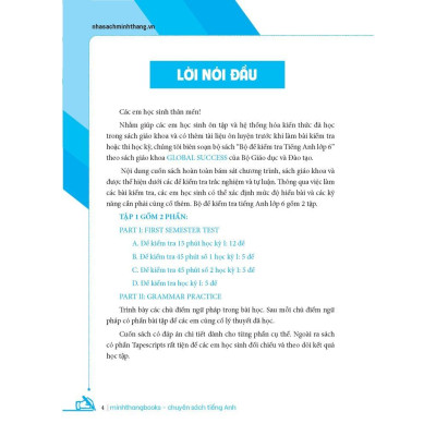 Sách - Global Success - Bộ Đề Kiểm Tra Tiếng Anh Lớp 6 - Có Đáp Án - Tập 1 - Minh Thắng